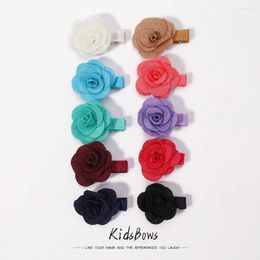 Hair Accessories 5Pcs/Set 1.7'' Sweet Rose Flower Clips For Kids Girls Mini Solid Colour Hairpins Barrettes Headwear Fashion