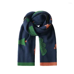 Scarves Knitted Scarf Double-sided Cartoon Walking Giant Women's Winter White Foulard Shawl For Female