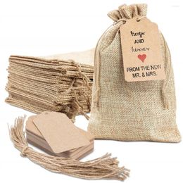 Gift Wrap 20PCS Drawstring Bags Set Bonus Tags & String Brown Rope For Christmas Bag Craft Party