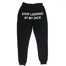 Men's Women's Jogger Sweatpants Stop Watching My Dick Sweatpants Hip Hop Printed High Waist Pants Streetwear1300Y