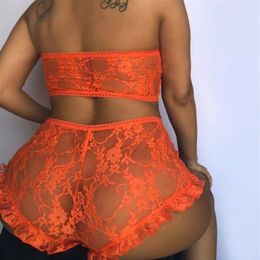 New Sexy Women's Lace Tulle Lingerie Sets Heart Print Ruffles Exotic Sets Sleepwear Babydoll Lady Sexy Underwear Nightwear298C