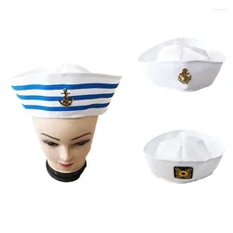 Berets Fashion White Navy Marine Captain Cap Hat Cosplay Military For Women Men Valentine's Day