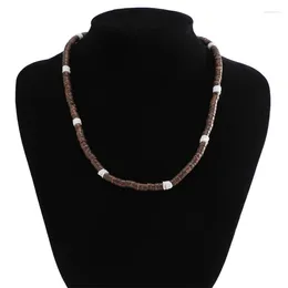 Choker Men's Trible Necklaces Brown White Coconut Shell Beaded Necklace Jewelry Surfing Gifts