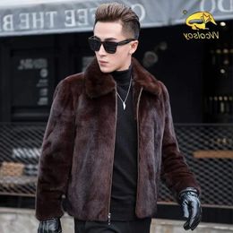 Men s Fur Faux 2023 Autumn Winter Mink Coat Lapel Thick Warm Jackets Fashion Mens Eco Friendly Coats L49 231027