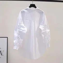 Women's Blouses White Shirts 2023 Women Short Spring Summer High Waist Long Sleeve Shirt Casual Elegant Work Slim Fit Black Y2k Top