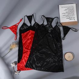Active Shirts Women Dresses Lingerie Clothing Hollow Lace Edge Suspender Nightdress Nightwear Fishnet Bodysuit Yoga