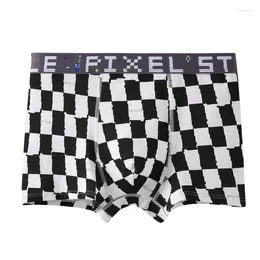 Underpants 3XL Large Size Cotton Breathable Fashion Yong Mens Boxers Personality Male Underwear Seamless Cartoon Lattice