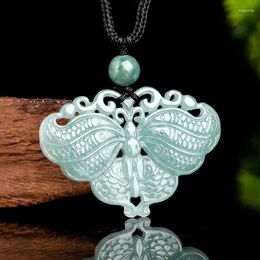 Pendant Necklaces Natural Jade Beautiful Butterfly With Rope Chain Necklace For Man And Women Fengshui Geomantic Amulet Talisman