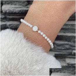 Beaded Fashion 26 Letter Bracelet Women Temperament Handmade Simated Pearl Bead Bracelets For Jewellery Gift Drop Delivery Jewe Dhgarden Oteu8