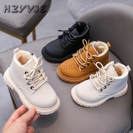 Boots Winter children's leather boots boys' sports leather boots girls' plush insulated snow boots children's casual cotton shoes 231027