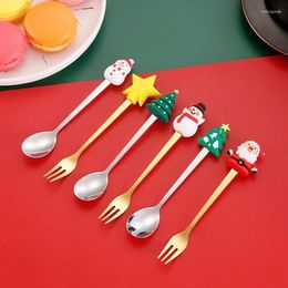 Dinnerware Sets 2PCS/4PCS Christmas Gift Decoration Dessert Spoons Snowman Stocking Cutlery Spoon Box Gingerbread