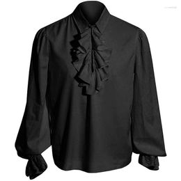 Men's Casual Shirts Men's Wepbel Victorian Steampunk Ruffled Shirt Tops Medieval Vampire Men Loose Renaissance Halloween Costume