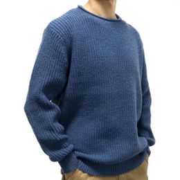 Men's Sweaters Mens Sweater Autumn Winter Round Neck Long Sleeve Pullover Bottoming Navy Blue Male Knit Top