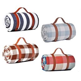 Outdoor Pads Waterproof Picnic Mat Camping Beach Colourful Plaid Stripe Rectangular Sleeping Blanket Pad Living Room Carpet 231027