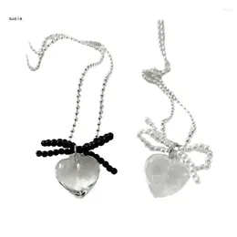 Pendant Necklaces X7YA Pearls Clear Love Clavicle Chain Women Girls Wedding Party Jewellery Gift