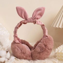 Berets Foldable Fake Fur Women Earmuffs Lovely Bownot Tie Earflap Winter Fluffy Warm Ear Muff Fashion Outdoor Cold-proof Cover