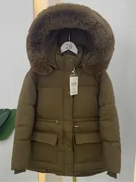Women's Trench Coats Big Fur Collar Winter Women Jacket Down Female Thicken Hooded Heavy Hair Coat