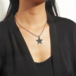 Pendant Necklaces Kpop Vintage Punk Silver Color Star Bead Necklace For Men Women Street Hip Hop Aesthetic Jewelry Accessories