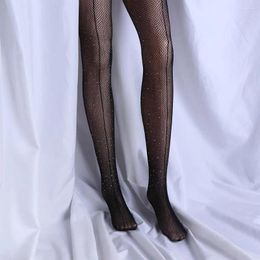 Women Socks Ins Style Party Classic Vertical Line Autumn Winter Girls Pantyhose Mesh Tights Female Sexy Shiny Crystal