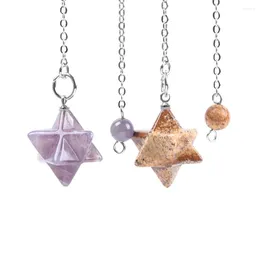 Pendant Necklaces Natural Gem Stones Merkabah Pendulums Merkaba Star Reiki Quartz Pendulum Crystal Hexagram Lapis Lazuli Onyx