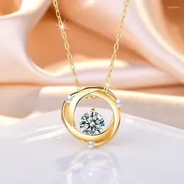 Pendants KOFSAC Simple Geometric Interweave Line Shiny Zircon Pearl Pendant Jewellery 925 Sterling Silver Necklace For Women Birthday Gifts