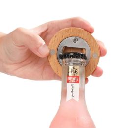 12PCS/lot Blank DIY Wooden Round Shape Bottle Opener Coaster Fridge Magnet Decoration Beer Bottle Opener G1027