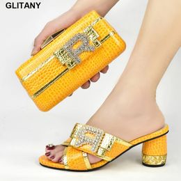 Slippers Italian Shoes with Matching Bags High Quality African and Bag Set for Party Nigerian Women Pumps Heels 231026