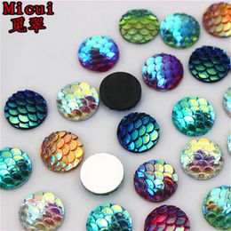 300pcs 10mm AB Colour Round Resin Rhinestone Fish Scale Flatback Crystal Stones Gems For clothing Crafts Decorations DIY ZZ622239r