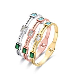 Bangle FYSARA Stainless Steel Bracelets Colourful Zircon Crystal Bangles Zipper Sawtooth Desgin Jewellery For Women Cuff Chain Party Gift 231027