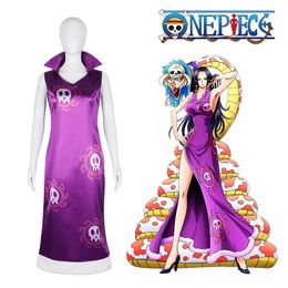 Female Emperor Serge Hancock costume performance costume One Piece cosplay costume purple cheongsam