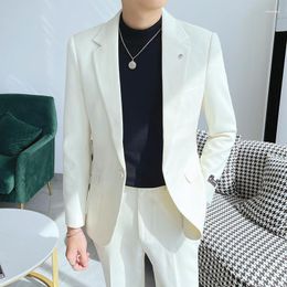 Men's Suits Men's & Blazers Autumn 2 Pieces Suit For Men Business Casual Formal Groom Wedding Dress Male Clothing Office Work Party