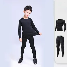 Running Sets Winter Warm Thermal Underwear Set Children Boys Girls Plus Velvet Long Sleeve Fitness Sportswear