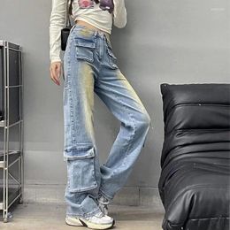 Women's Jeans HOUZHOU Bootcut Women Flare Pants Hip Hop Distressed Denim Cargo Trousers Female Low Waist Casual Japanese Streetwear