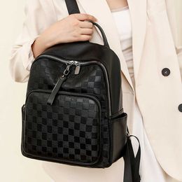 Bags Store Outlet Backpack Women's 2023 New designer and Simple Korean Version 2024 Foreign Style Handbag Large Capacity Checkerboard Bag