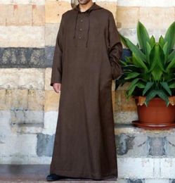 Ethnic Clothing Muslim Robe Hoodies Kaftan Dressing Mens Saudi Arab Dubai Long Sleeve Thobe Arabic Islamic Jubba Man 2023