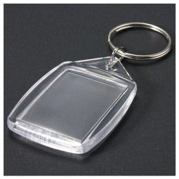 50 Pcs Clear Acrylic Plastic Blank Keyrings Insert Passport Po Keychain Keyfobs Keychian Key Chain Ring287e