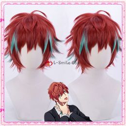 Catsuit Costumes DRB Doppo Kannonzaka Division Rap Battle Hypnosis Mic Cosplay Red Green Ombre Anime Heat Resistant + Wig Cap