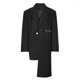 Women's Suits 2023 Niche Designer Autumn Clothes Zipper Deconstructive Asymmetric Jackets And Coats X-long Blazer For Women High Quality