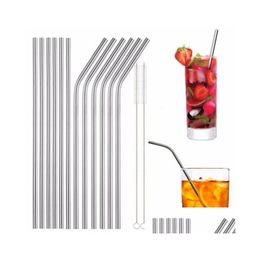 Drinking Straws 30Oz 20Oz Cups Stainless Steel St Durable Reusable Metal 10.5 9.5 8.5 Inch Extra Long Bend And Straight Sts For 30 20 Dhq1S