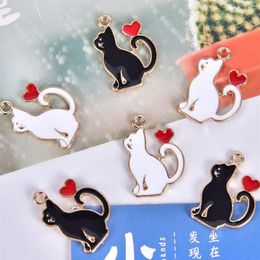 20pcs Classics Lucky Cat Enamel Charms Craft Metal Animal Kitty Charms For Keychains Earring DIY Jewelry Making Handmade Craft239n