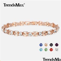 Charm Bracelets 8 Colour Cubic Zircon Bracelets For Women 585 Rose Gold Square Link Wristband Girlfriend Wife Gifts Womens Je Dhgarden Otink