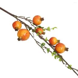 Decorative Flowers Mini Roses Artificial Rose Fruit Pomegranate Berries Bouquet Floral Garden Home Decor Tall Fall Stems