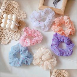 Hair Accessories Women Floral Scrunchie Flowers Print Yarn Elastic Band Ponytail Holder Headband Girls Headwear Jewellery Drop Delivery Dhpxd