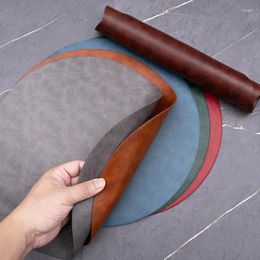 Table Mats Rock Grain Round Leather Western-style Placemat Waterproof Oil-proof And Heat-insulating Household