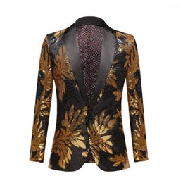 Men's Suits Sequins Blazers Jacket Po Studio Costume Stage Dress Host Master Of Ceremonies Black Collar Male Suit Single Coat