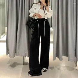 Women's Pants Vertical Stripe Sports Wide Leg Women 2023 Autumn High Waist Hanging Casual Draw Rope Drag Straight Underpants