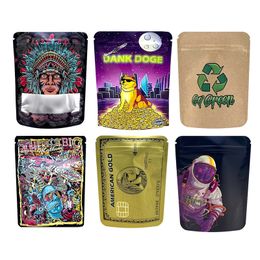 Die Cut Foil Holographic Mylar Bags 3.5g Resealable Stand Up Pouch Smell Proof California Custom Print Zipper Plastic Package
