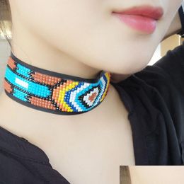 Chokers Exaggerated Mosaic Colour Choker Necklace For Women Chunky Bib Retro Fashion Necklaces Party Jewellery Gifts Drop Delivery Pendan Dhjfv