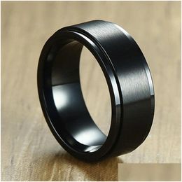 Band Rings 6/8Mm Spinner Ring For Men Release Accessory Classic Stainless Steel Wedding Band Casual Rune Sport Jewellery Drop Dhgarden Otokl