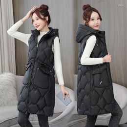 Women's Vests Down Vest Waistcoat Women Mid Length With 2023 Thickened Cotton Jacket 8306LR